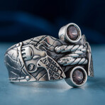 Revolver Gem Ring // Silver + Brown (6)