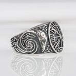 Vegvisir + Celtic Knots Viking Ring // Silver (10.5)