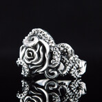 Octopus + Rose Ornament Ring // Silver (10)