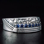 Ornament + Blue Cubic Zirconia Ring // Silver + Blue (6)