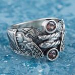 Revolver Gem Ring // Silver + Brown (6)