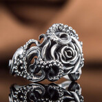 Octopus + Rose Ornament Ring // Silver (10)