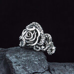 Octopus + Rose Ornament Ring // Silver (10)