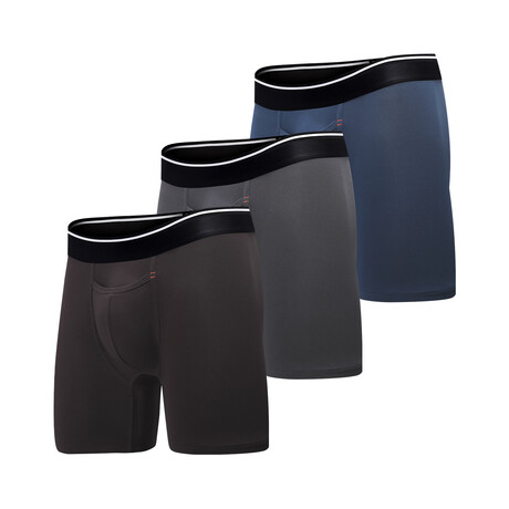 Classic Boxer Briefs // Standard Fit 3 Pack // Black + Dark Gray + Navy (XS)