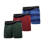 Classic Trunk // Standard Fit 3 Pack // Hunter + Oxblood + Navy Blue Stripe (M)