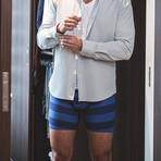 Classic Boxer Briefs // Standard Fit 3 Pack // Rain Forest + Blue Stripes + Red Waves (2XL)