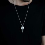 Norse Raven Skull Necklace // Antique Silver