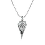 Norse Raven Skull Necklace // Antique Silver