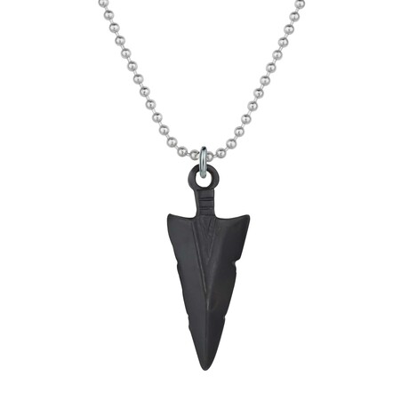Black Arrowhead Necklace // Antique Silver