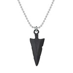 Black Arrowhead Necklace // Antique Silver