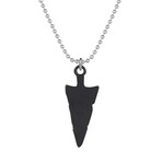 Black Arrowhead Necklace // Antique Silver