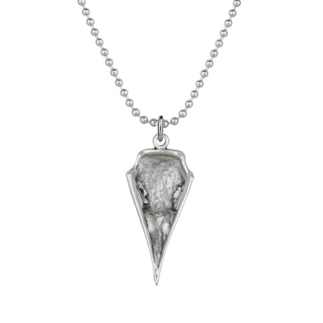 Norse Raven Skull Necklace // Antique Silver