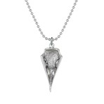 Norse Raven Skull Necklace // Antique Silver