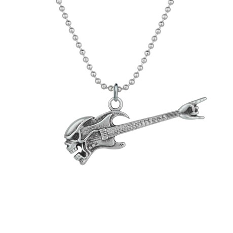Rock & Roll Guitar Necklace // Antique Silver
