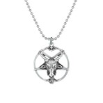 Baphomet Pentacle Necklace // Antique Silver