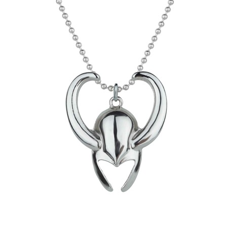 Loki Helmet Necklace // Antique Silver