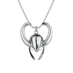 Loki Helmet Necklace // Antique Silver