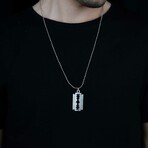 Razor Necklace // Antique Silver