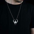 Loki Helmet Necklace // Antique Silver