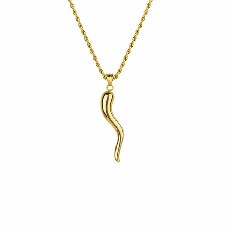 Italian Horn Necklace // Gold