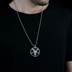 Baphomet Pentacle Necklace // Antique Silver