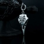 Norse Raven Skull Necklace // Antique Silver