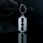 Razor Necklace // Antique Silver