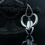 Loki Helmet Necklace // Antique Silver