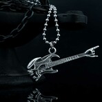 Rock & Roll Guitar Necklace // Antique Silver