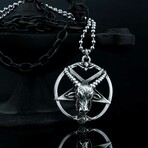 Baphomet Pentacle Necklace // Antique Silver