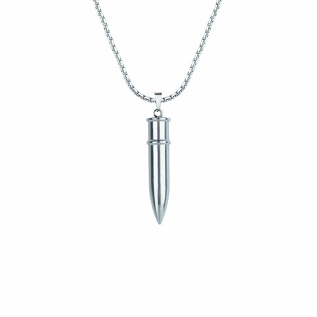 Large Silver Bullet Necklace // Silver