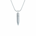 Large Silver Bullet Necklace // Silver