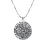 Viking Runes Medallion // Antique Silver