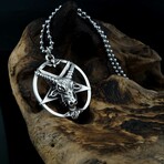 Baphomet Pentacle Necklace // Antique Silver