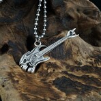 Rock & Roll Guitar Necklace // Antique Silver