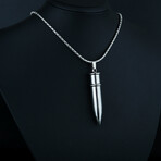 Large Silver Bullet Necklace // Silver