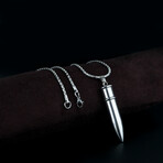 Large Silver Bullet Necklace // Silver