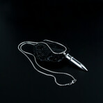 Large Silver Bullet Necklace // Silver