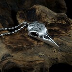 Norse Raven Skull Necklace // Antique Silver