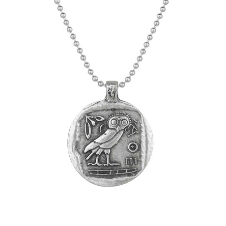 Owl of Athena Necklace // Antique Silver
