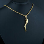 Italian Horn Necklace // Gold