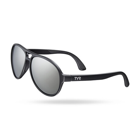 TYR Unisex Newland Aviator HTS Polarized Sunglasses // Silver + Black