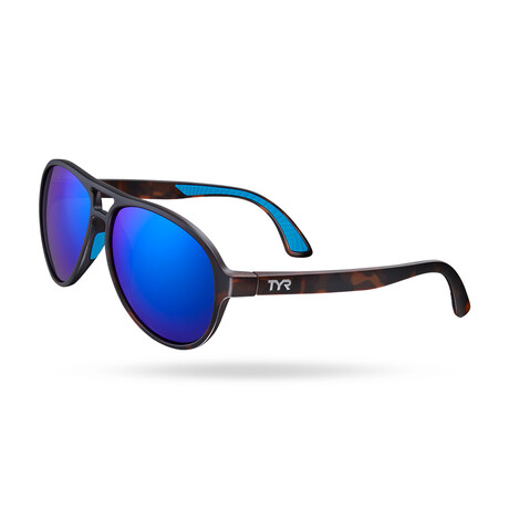 TYR Unisex Newland Aviator HTS Polarized Sunglasses // Blue + Tortoiseshell