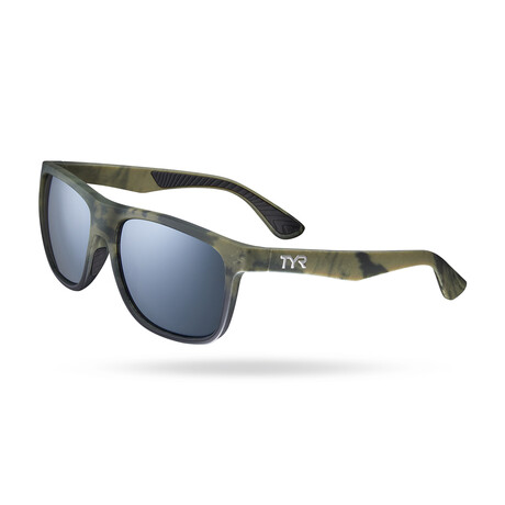 TYR Mens Apollo HTS Lifestyle Polarized Sunglasses // Silver + Green