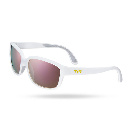 TYR Ladies Mora Kai HTS Polarized Sunglasses // White + Pink Mirror