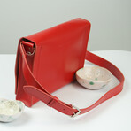 Skinny Leather Crossbody // Red (Red)