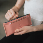Europium Long Leather Envelope Wallet // Pink (Pink)