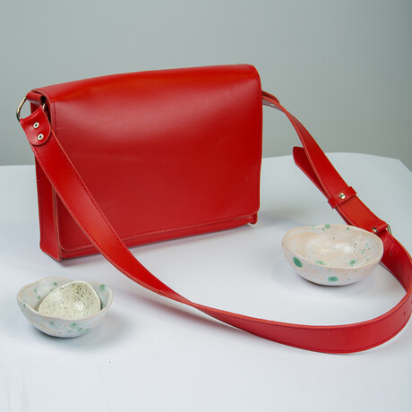 Skinny Leather Crossbody // Red (Red)