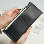 Europium Long Leather Envelope Wallet // Kaiser Glossy Black (Kaiser Glossy Black)