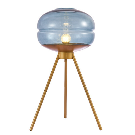 Milan 64" Decorative Glass 3-Light Floor Lamp // Gold Base + Blue Glass